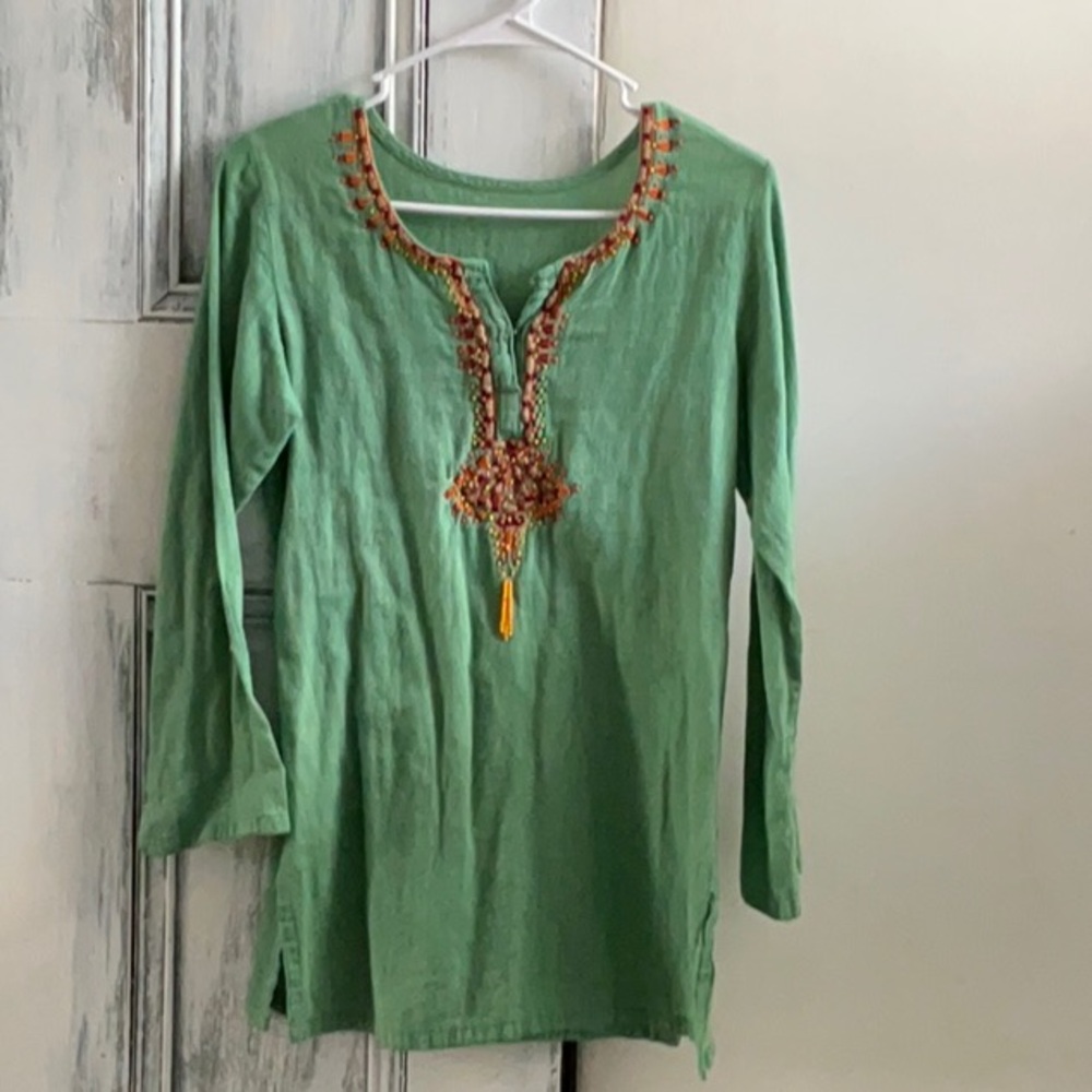 Vintage green beaded shirt